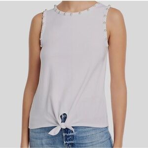 Generation Love Women's White Perla Embellished Tie-Front Tank Top Size M